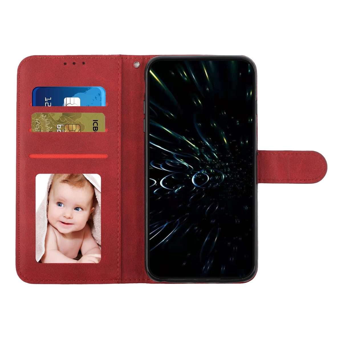 For Redmi Note 14 Pro 5G Global Stitching Calf Texture Buckle Leather Phone Case(Red)