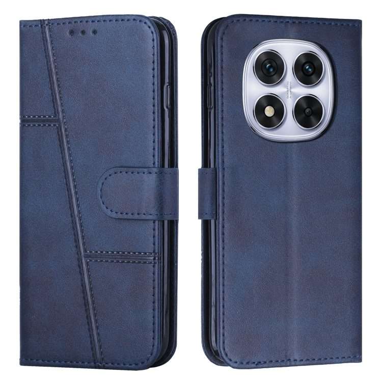 For Redmi Note 14 Pro 5G Global Stitching Calf Texture Buckle Leather Phone Case(Blue)