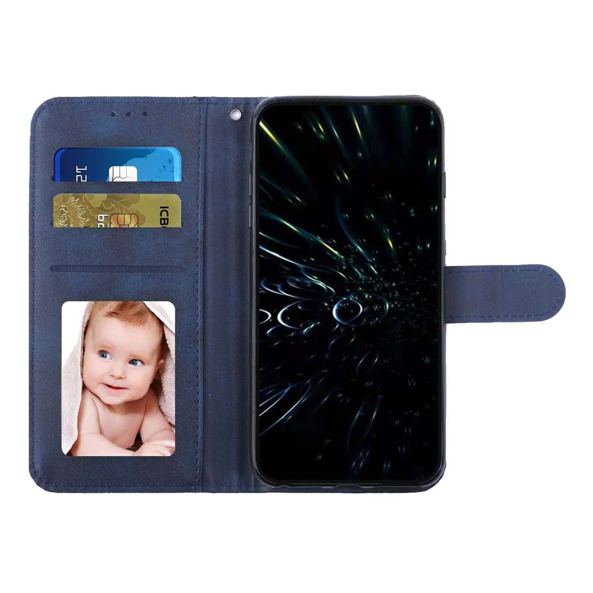 For Redmi Note 14 Pro 5G Global Stitching Calf Texture Buckle Leather Phone Case(Blue)