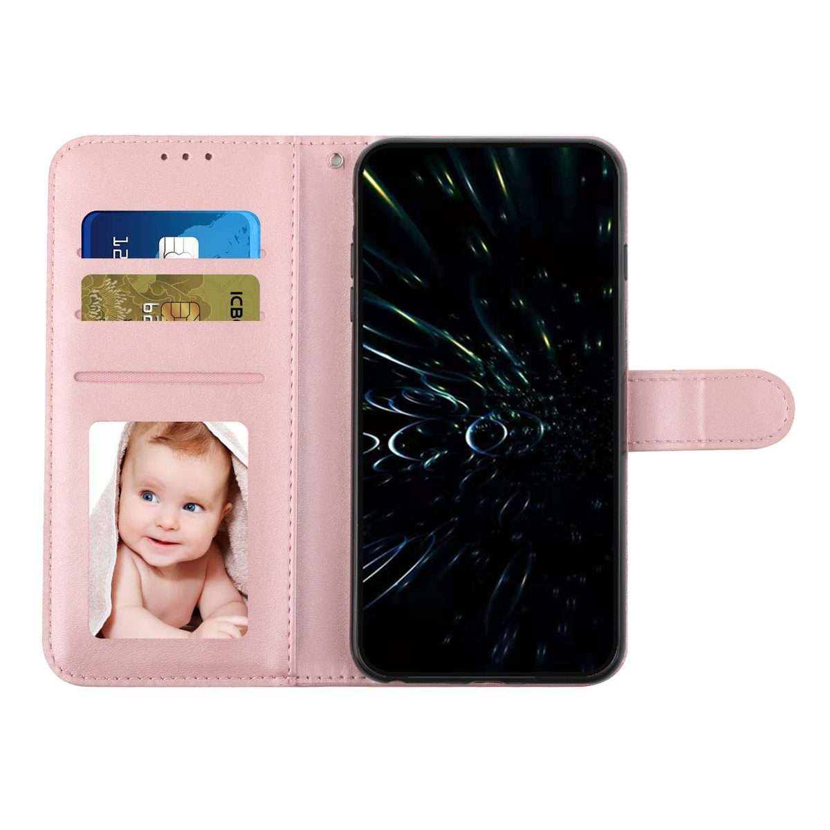 For Redmi Note 14 Pro 5G Global Stitching Calf Texture Buckle Leather Phone Case(Rose Gold)
