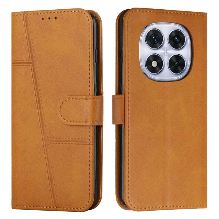 For Redmi Note 14 Pro 5G Global Stitching Calf Texture Buckle Leather Phone Case(Yellow)