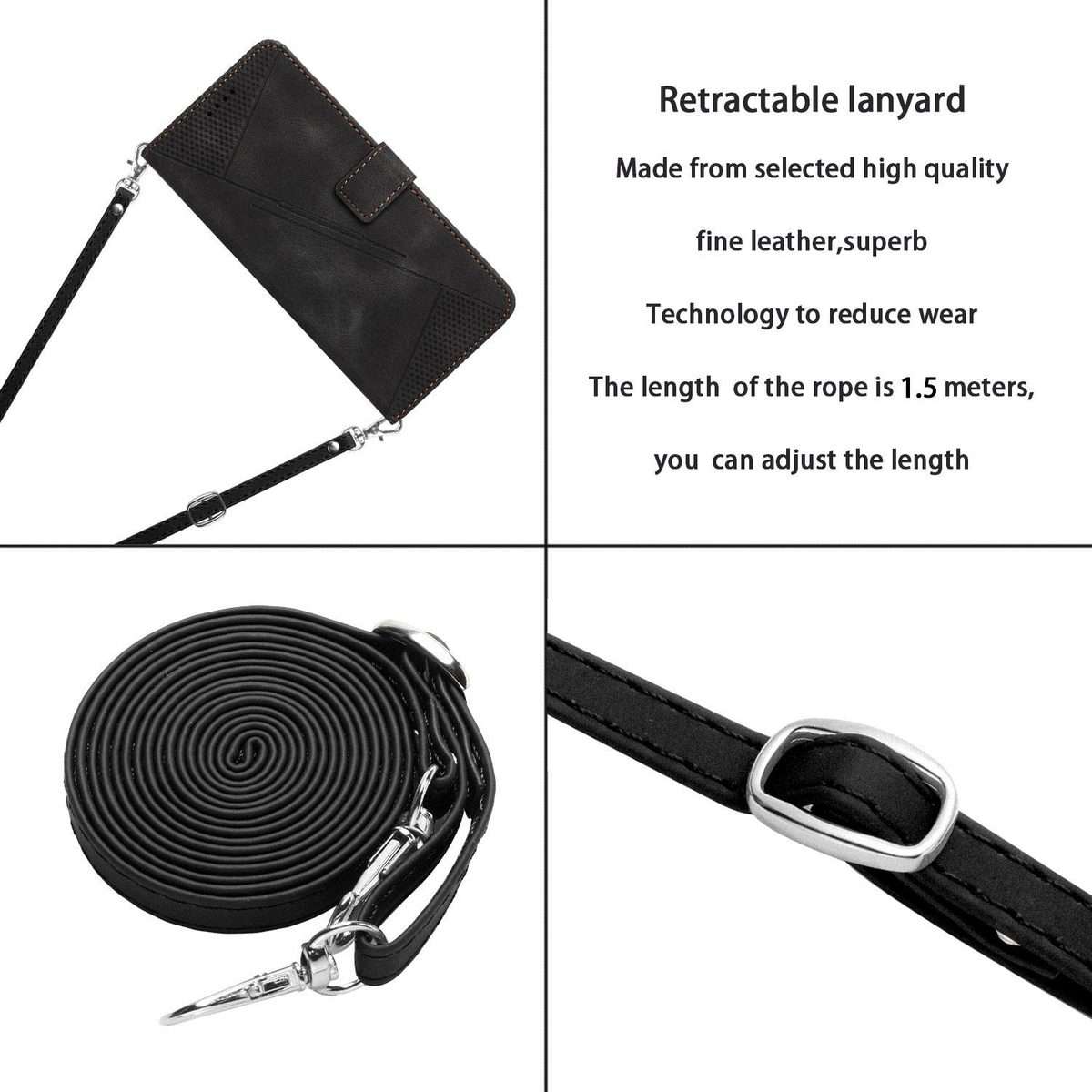 For Redmi K80 / K80 Pro Dream Triangle Leather Phone Case with Lanyard(Black)