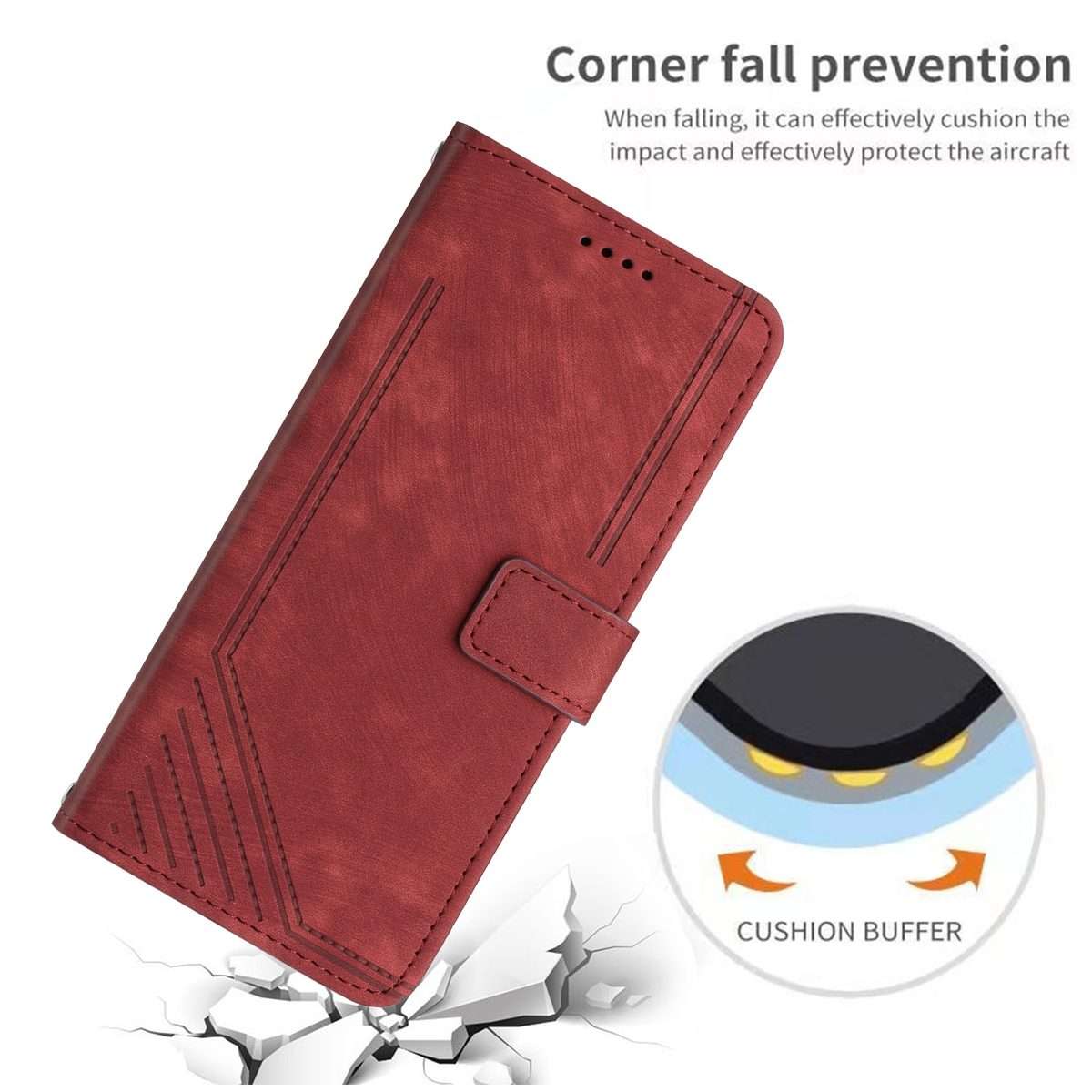 For Redmi Note 14 Pro 5G Global Skin Feel Stripe Pattern Leather Phone Case with Lanyard(Red)