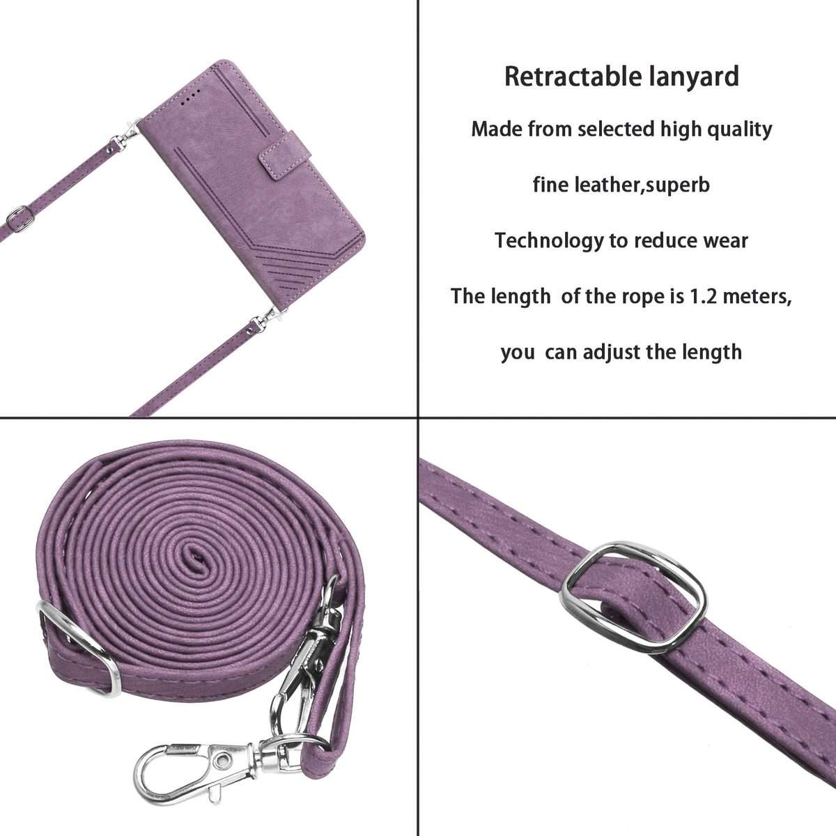 For Redmi Note 14 Pro 5G Global Skin Feel Stripe Pattern Leather Phone Case with Lanyard(Purple)