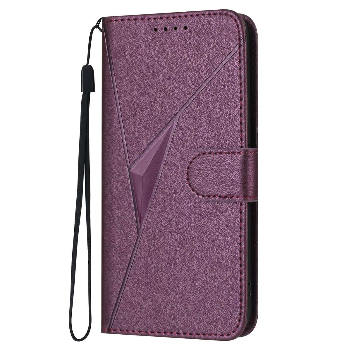 For Redmi Note 14 Pro+ 5G Triangle Pattern Buckle Clasp Leather Phone Case(Dark Purple)