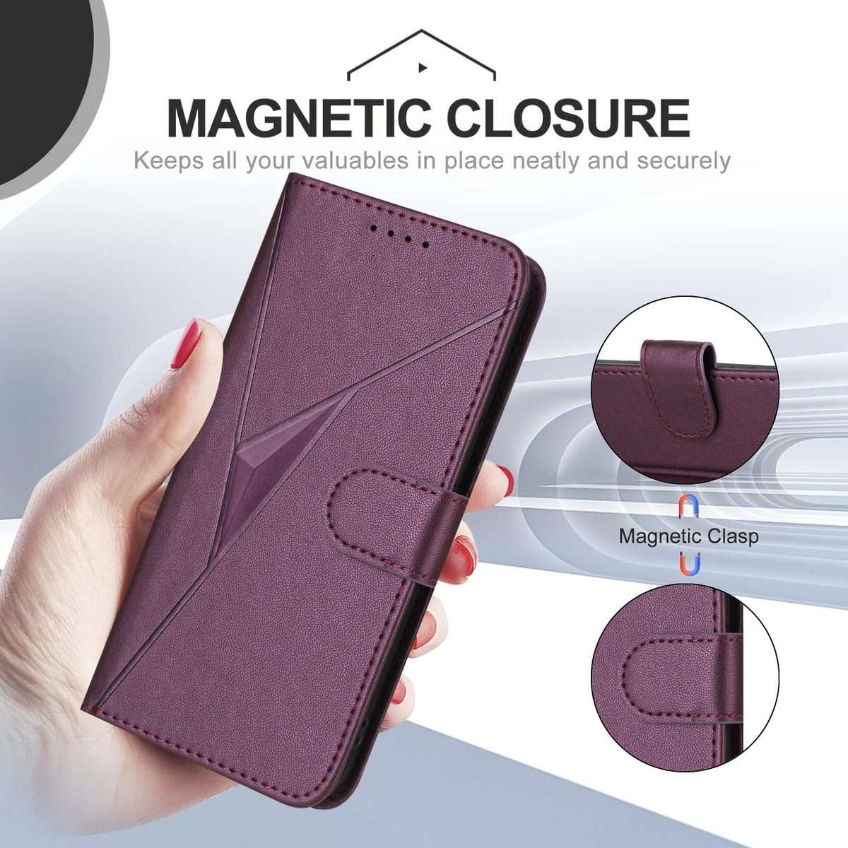 For Redmi Note 14 Pro+ 5G Triangle Pattern Buckle Clasp Leather Phone Case(Dark Purple)