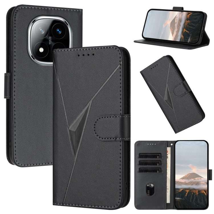 For Redmi Note 14 Pro+ 5G Triangle Pattern Buckle Clasp Leather Phone Case(Black)