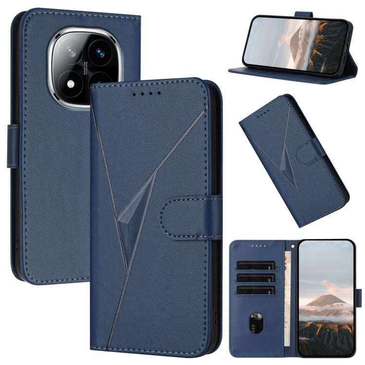 For Redmi Note 14 Pro+ 5G Triangle Pattern Buckle Clasp Leather Phone Case(Royal Blue)