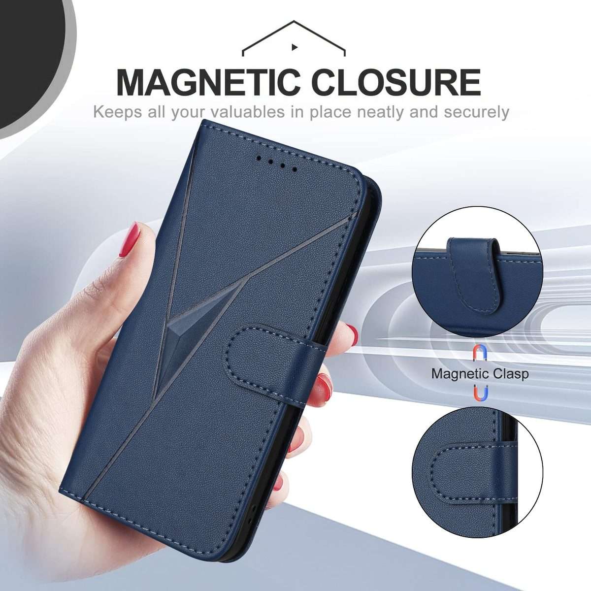 For Redmi Note 14 Pro+ 5G Triangle Pattern Buckle Clasp Leather Phone Case(Royal Blue)