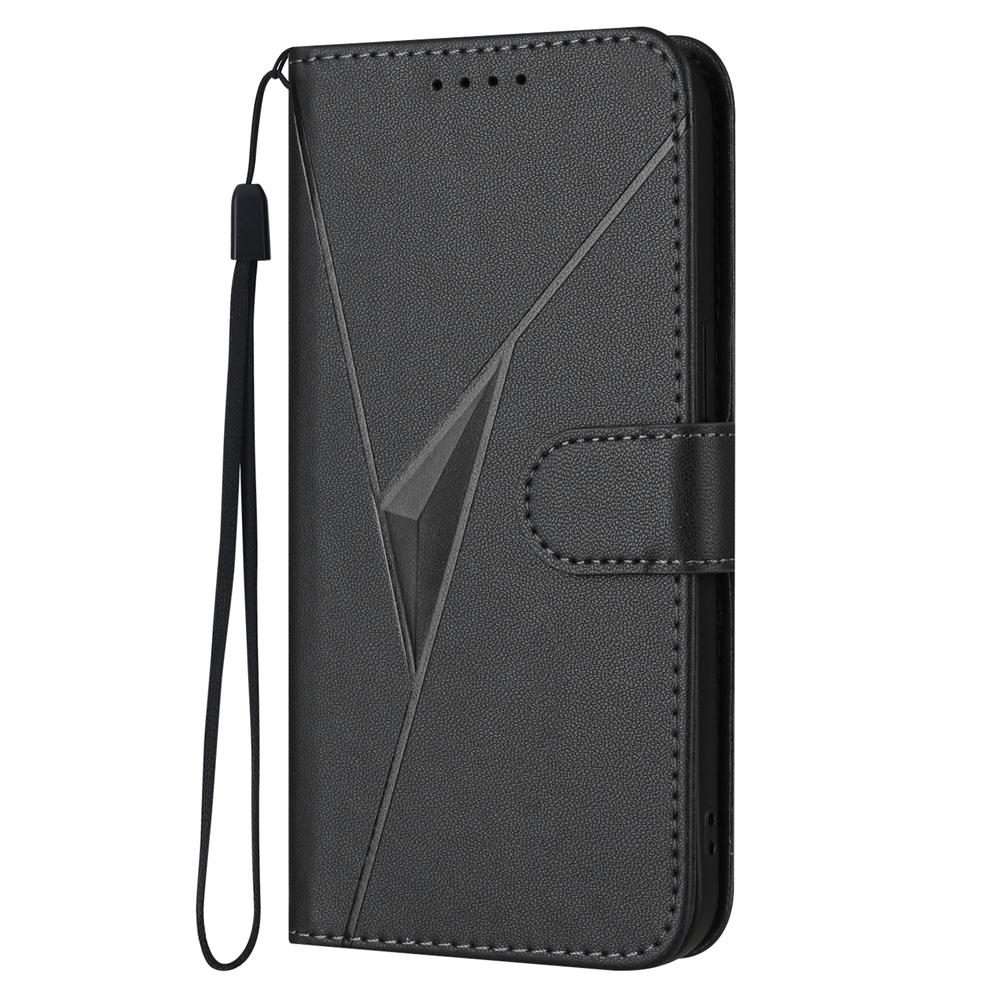 For Redmi Note 14 Pro 4G Triangle Pattern Buckle Clasp Leather Phone Case(Black)