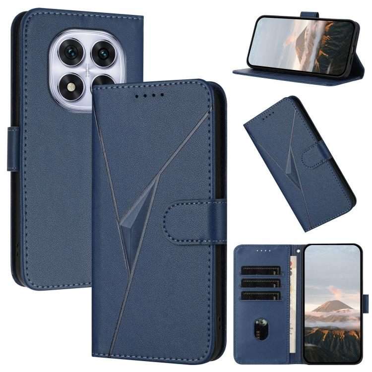 For Redmi Note 14 Pro 4G Triangle Pattern Buckle Clasp Leather Phone Case(Royal Blue)