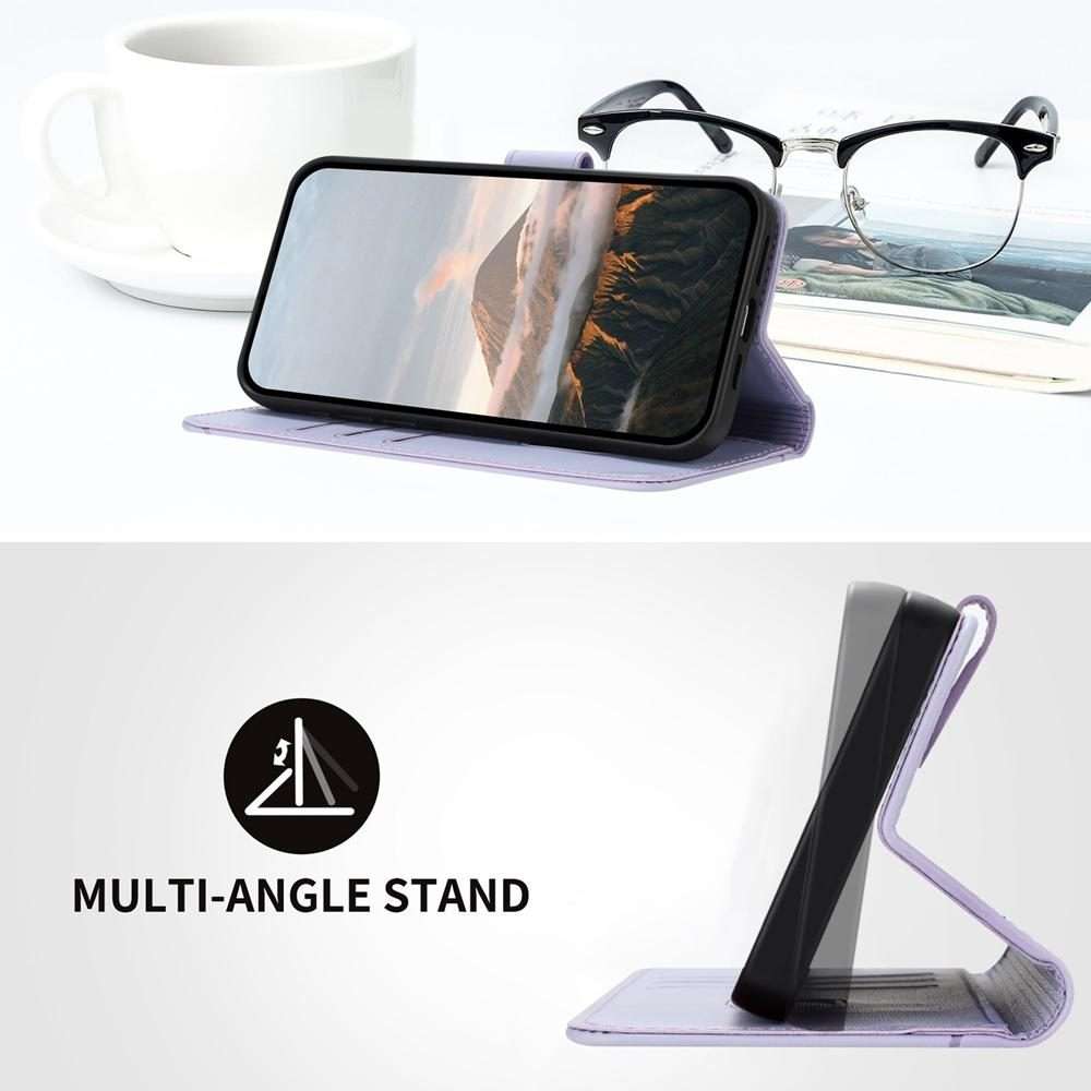 For Redmi Note 14 Pro 4G Triangle Pattern Buckle Clasp Leather Phone Case(Light Purple)