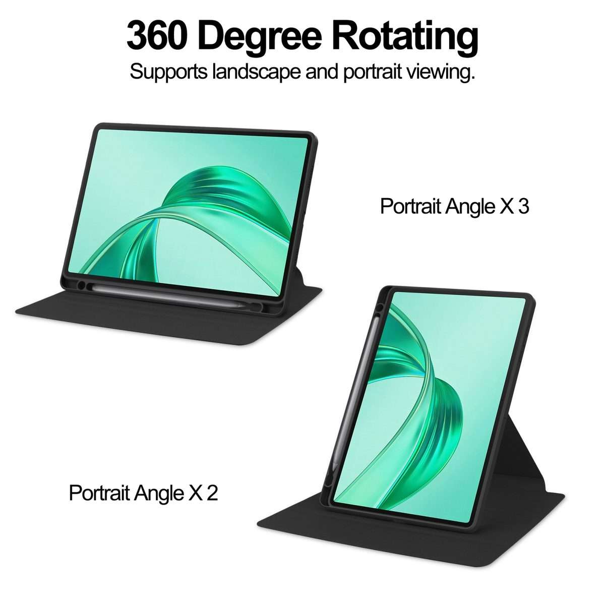 For Honor Pad X8a Tri-Fold Holder Rotation Leather Tablet Case(Black)
