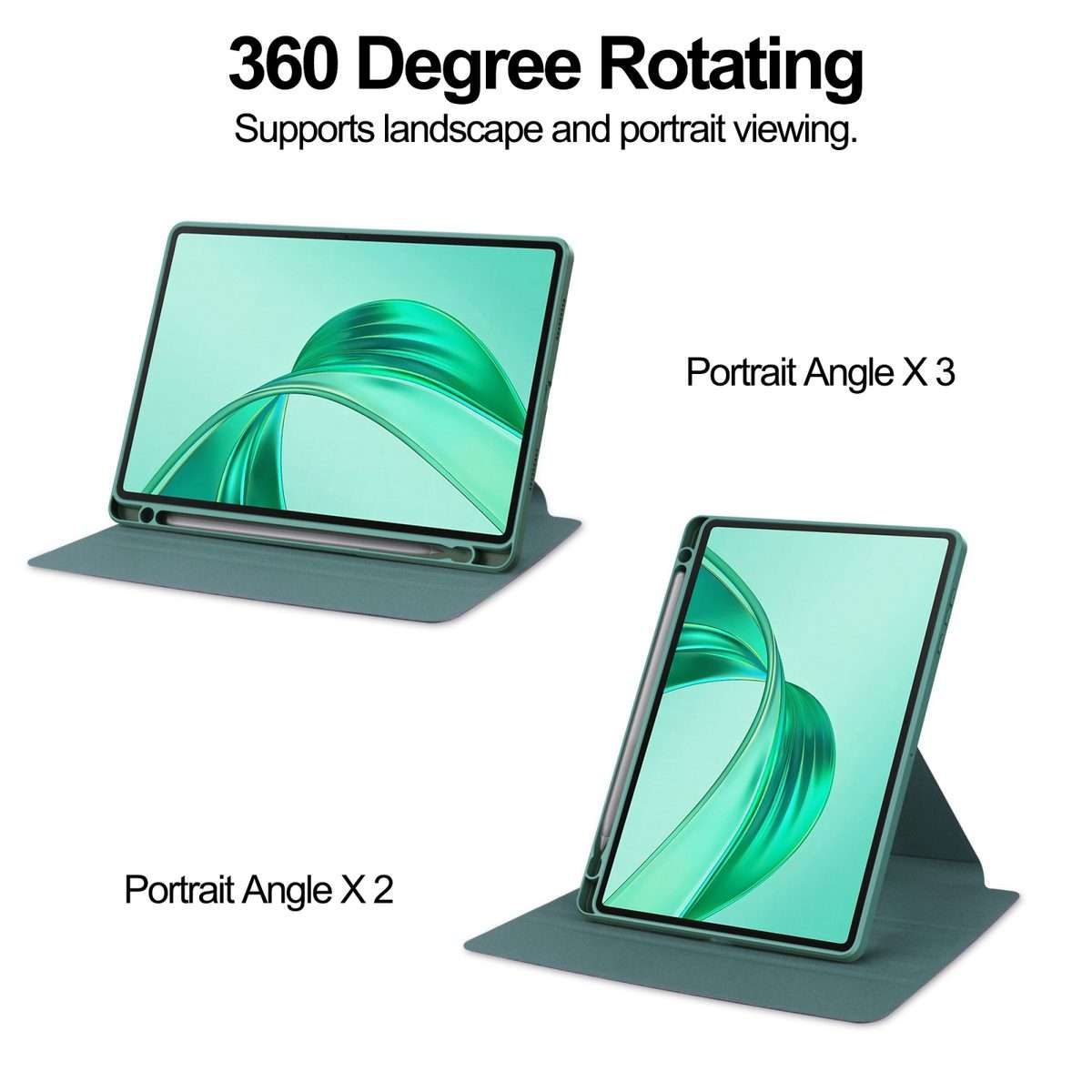 For Honor Pad X8a Tri-Fold Holder Rotation Leather Tablet Case(Deep Green)