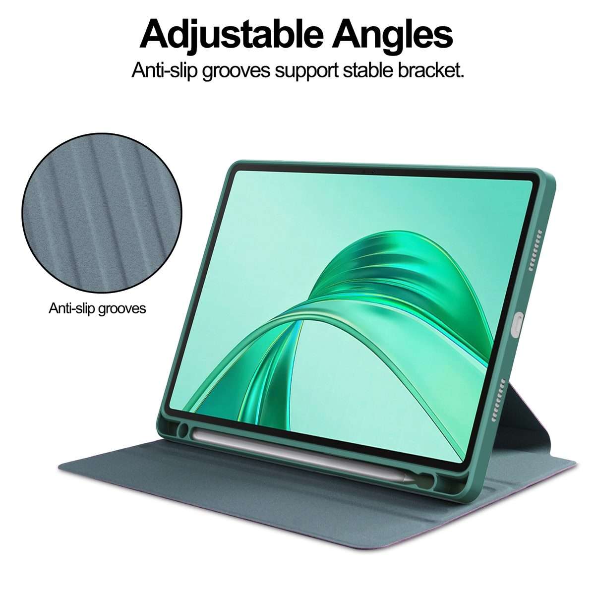 For Honor Pad X8a Tri-Fold Holder Rotation Leather Tablet Case(Deep Green)