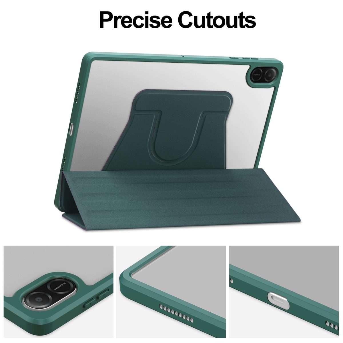 For Honor Pad X8a Tri-Fold Holder Rotation Leather Tablet Case(Deep Green)
