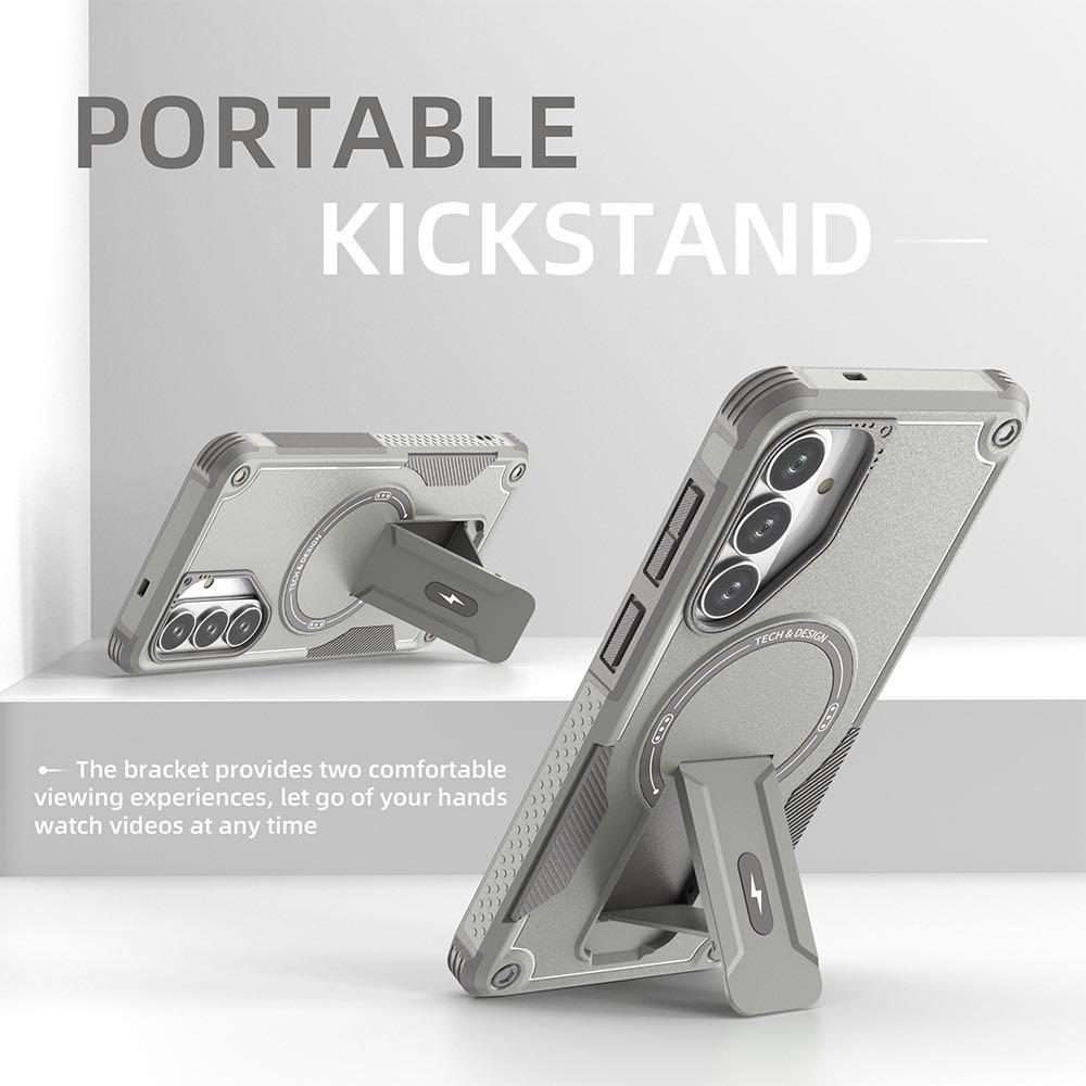 For Samsung Galaxy S26+ 5G Armor MagSafe Holder PC Hybrid TPU Phone Case(Grey)