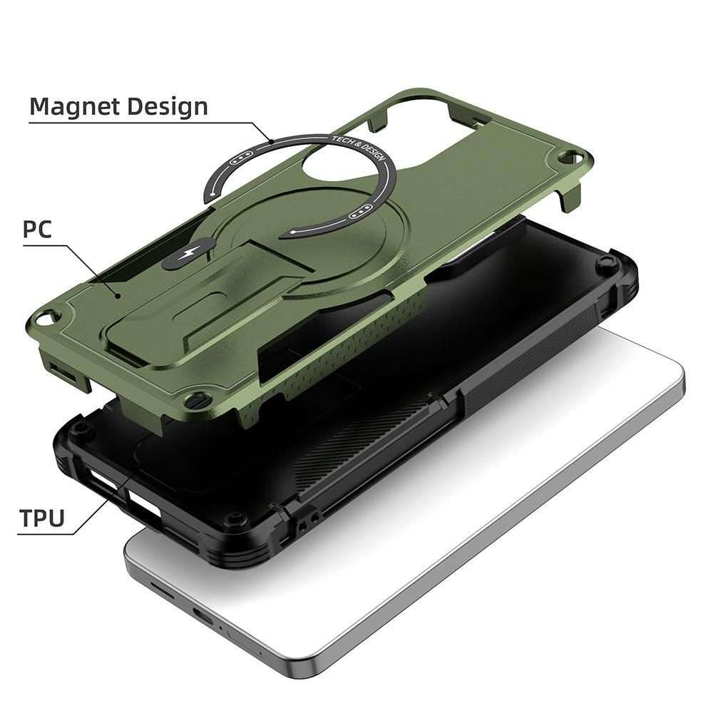 For Samsung Galaxy S26+ 5G Armor MagSafe Holder PC Hybrid TPU Phone Case(Grey)