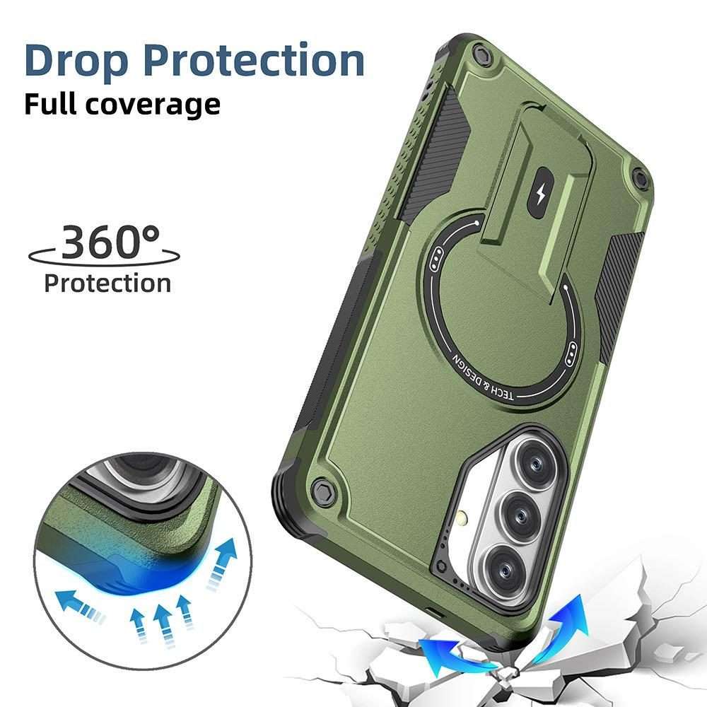 For Samsung Galaxy S26+ 5G Armor MagSafe Holder PC Hybrid TPU Phone Case(Grey)
