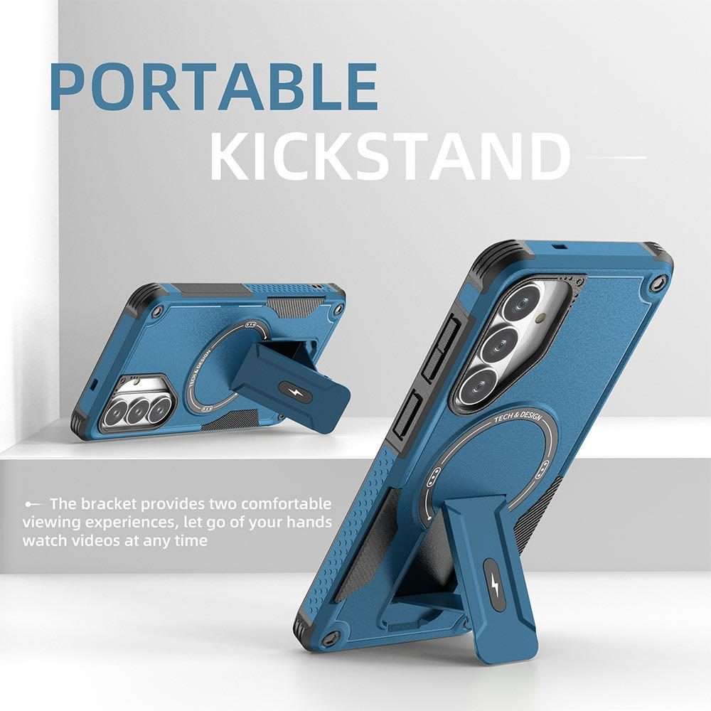 For Samsung Galaxy S26+ 5G Armor MagSafe Holder PC Hybrid TPU Phone Case(Dark Blue)