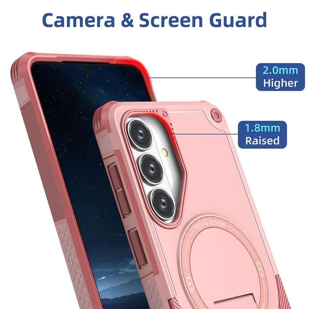 For Samsung Galaxy S26+ 5G Armor MagSafe Holder PC Hybrid TPU Phone Case(Pink)