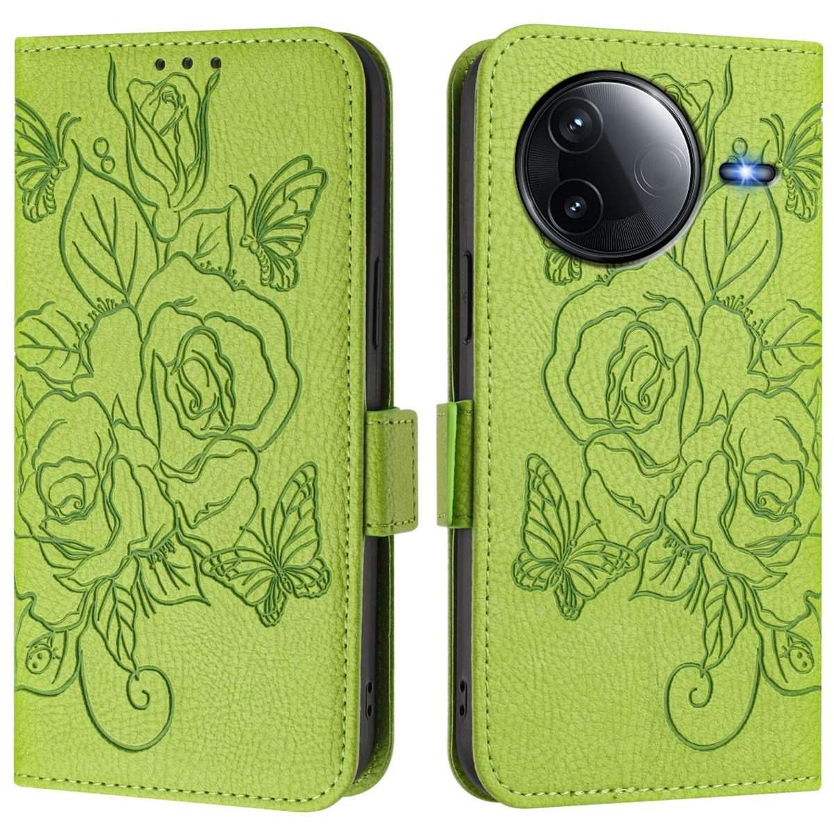 For Redmi K80 5G / K80 Pro 5G Embossed Rose RFID Anti-theft Leather Phone Case(Green)