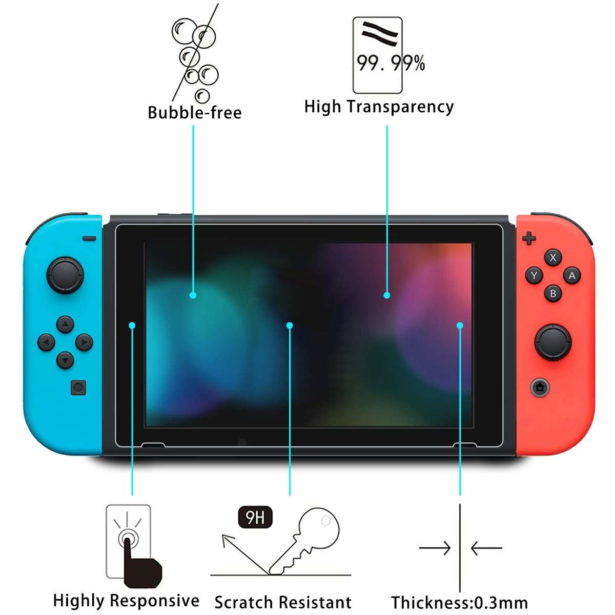 For Nintendo Switch 2 9H 0.3mm Explosion-proof Tempered Glass Film