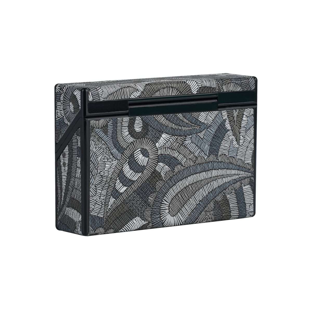 For IQOS Series Electronic Cigarette Grooved Leather PC Storage Box(Cashew Flower Black)