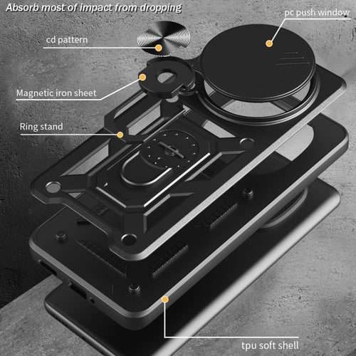 For Redmi Note 14 Pro+ 5G Sliding Camera Cover Design TPU+PC Phone Case(Silver)