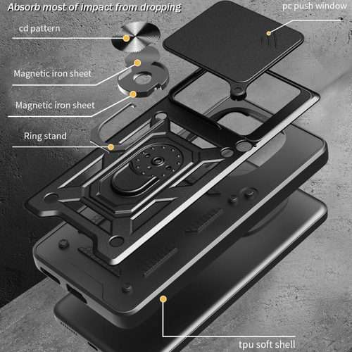 For Redmi K80 5G Sliding Camera Cover Design TPU+PC Phone Case(Black)