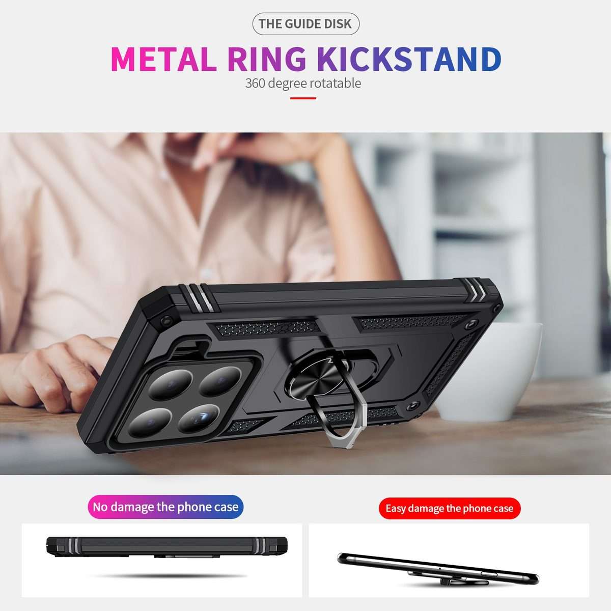 For Xiaomi 15 Pro Shockproof TPU + PC Phone Case with Holder(Black)