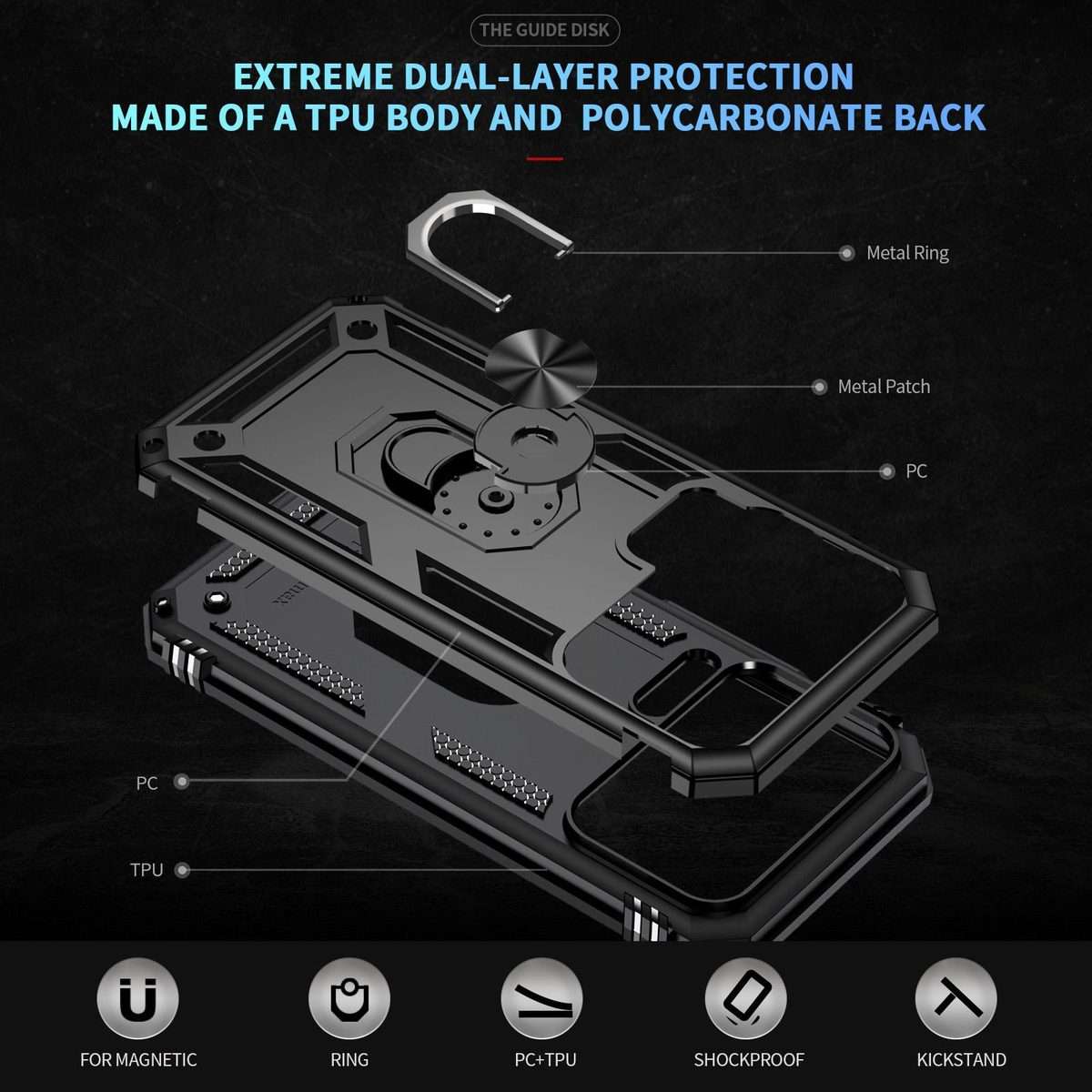For Xiaomi 17 Pro Max Shockproof TPU + PC Phone Case with Holder(Black)