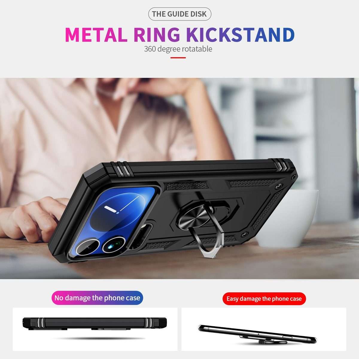 For Xiaomi 17 Pro Max Shockproof TPU + PC Phone Case with Holder(Black)