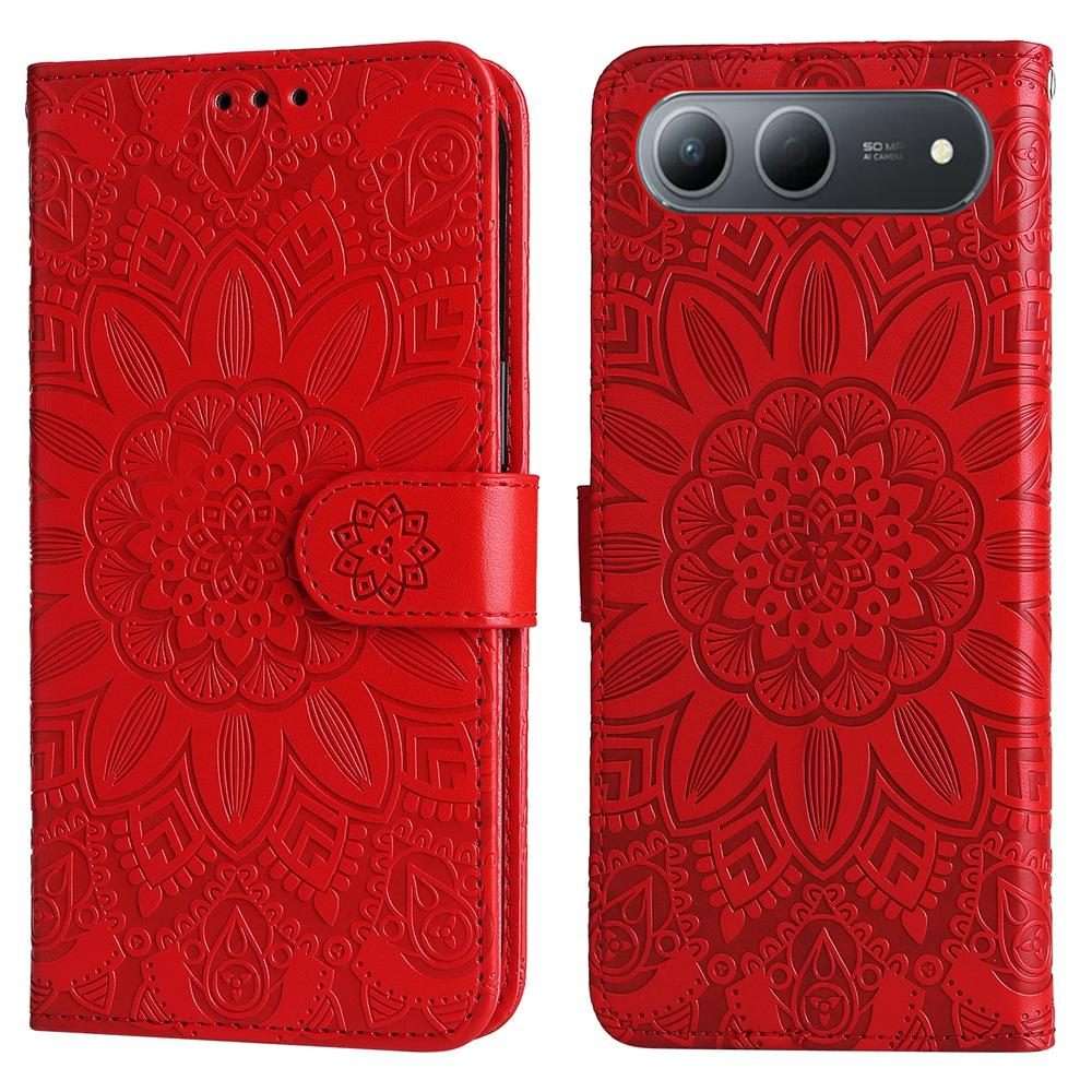 For Tecno Spark 40 5G / Spark Go 5G 2025 Embossed Sunflower Leather Phone Case(Red)