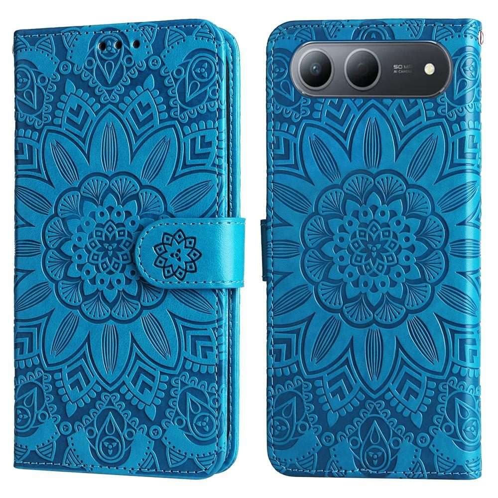For Tecno Spark 40 5G / Spark Go 5G 2025 Embossed Sunflower Leather Phone Case(Blue)