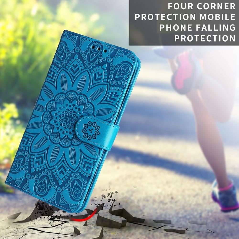 For Tecno Spark 40 5G / Spark Go 5G 2025 Embossed Sunflower Leather Phone Case(Blue)