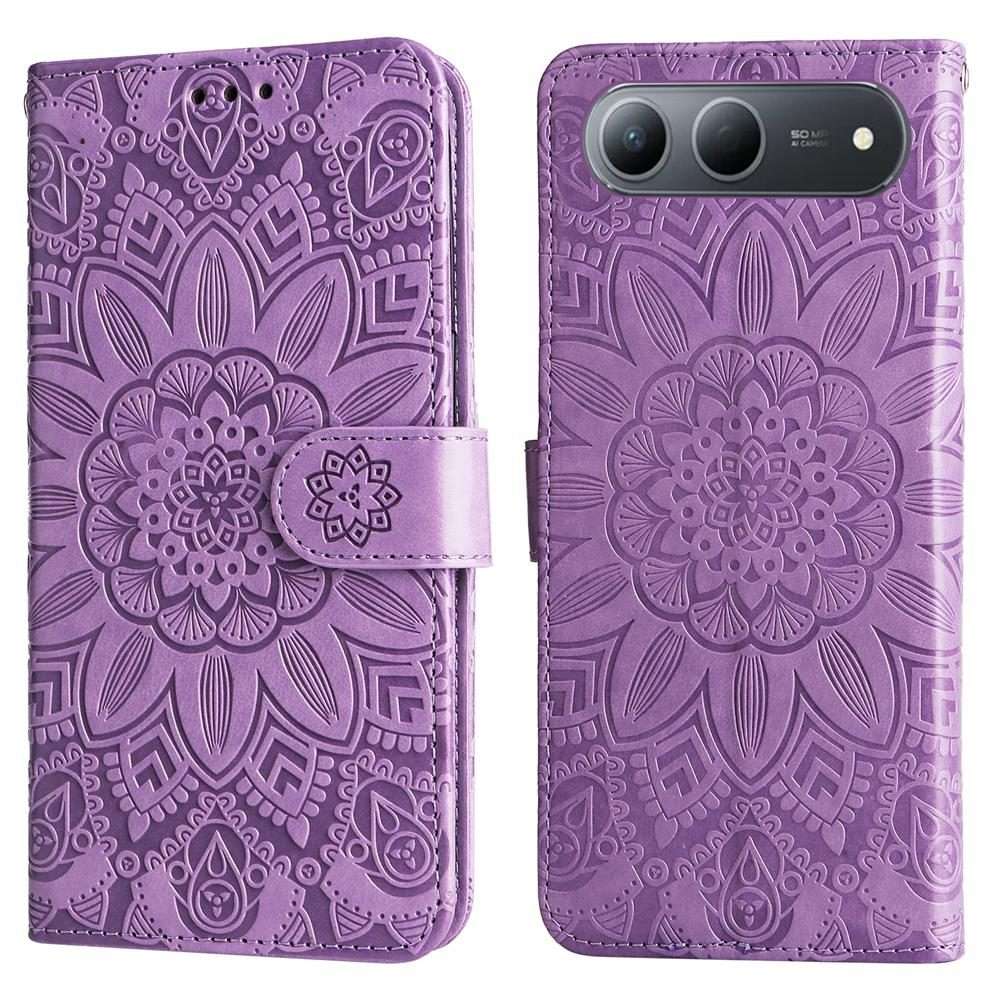 For Tecno Spark 40 5G / Spark Go 5G 2025 Embossed Sunflower Leather Phone Case(Purple)