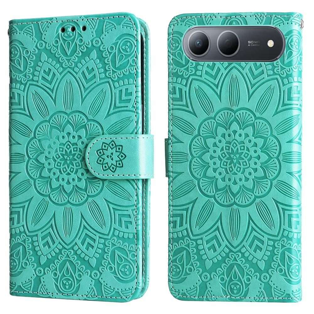 For Tecno Spark 40 5G / Spark Go 5G 2025 Embossed Sunflower Leather Phone Case(Green)