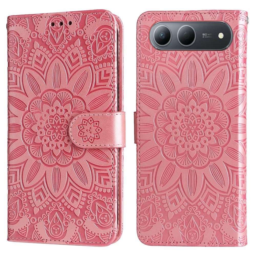 For Tecno Spark 40 5G / Spark Go 5G 2025 Embossed Sunflower Leather Phone Case(Pink)