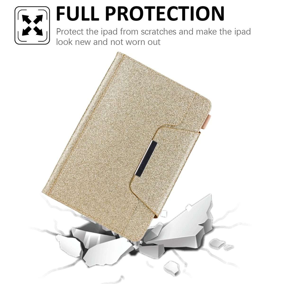 For iPad mini 6 / mini 2024 Hardware Buckle Smart Leather Tablet Case(Glitter Gold)