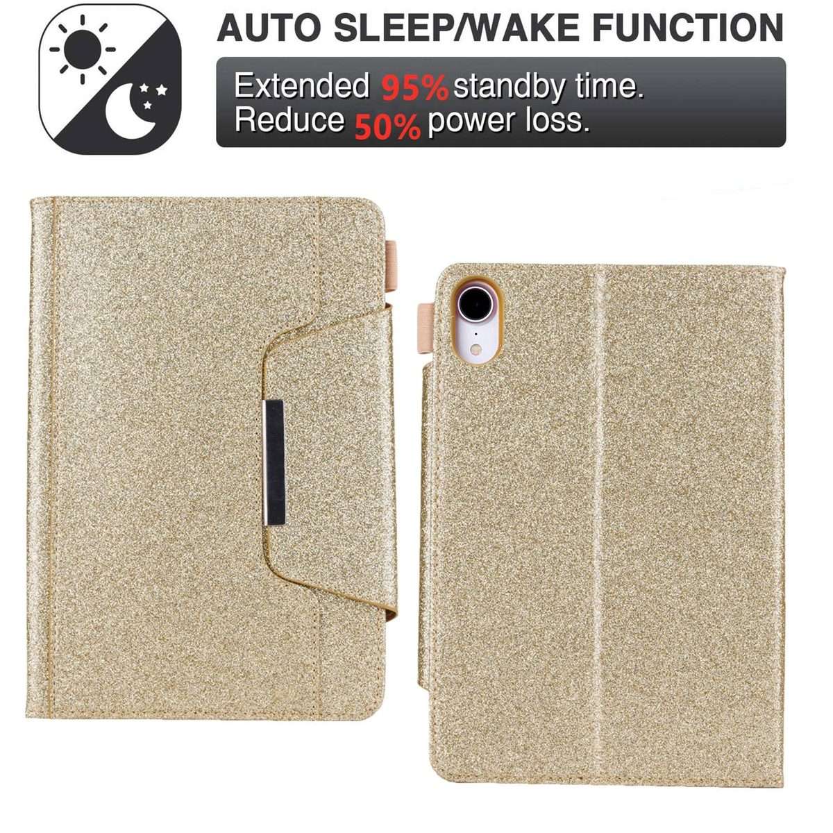 For iPad mini 6 / mini 2024 Hardware Buckle Smart Leather Tablet Case(Glitter Gold)