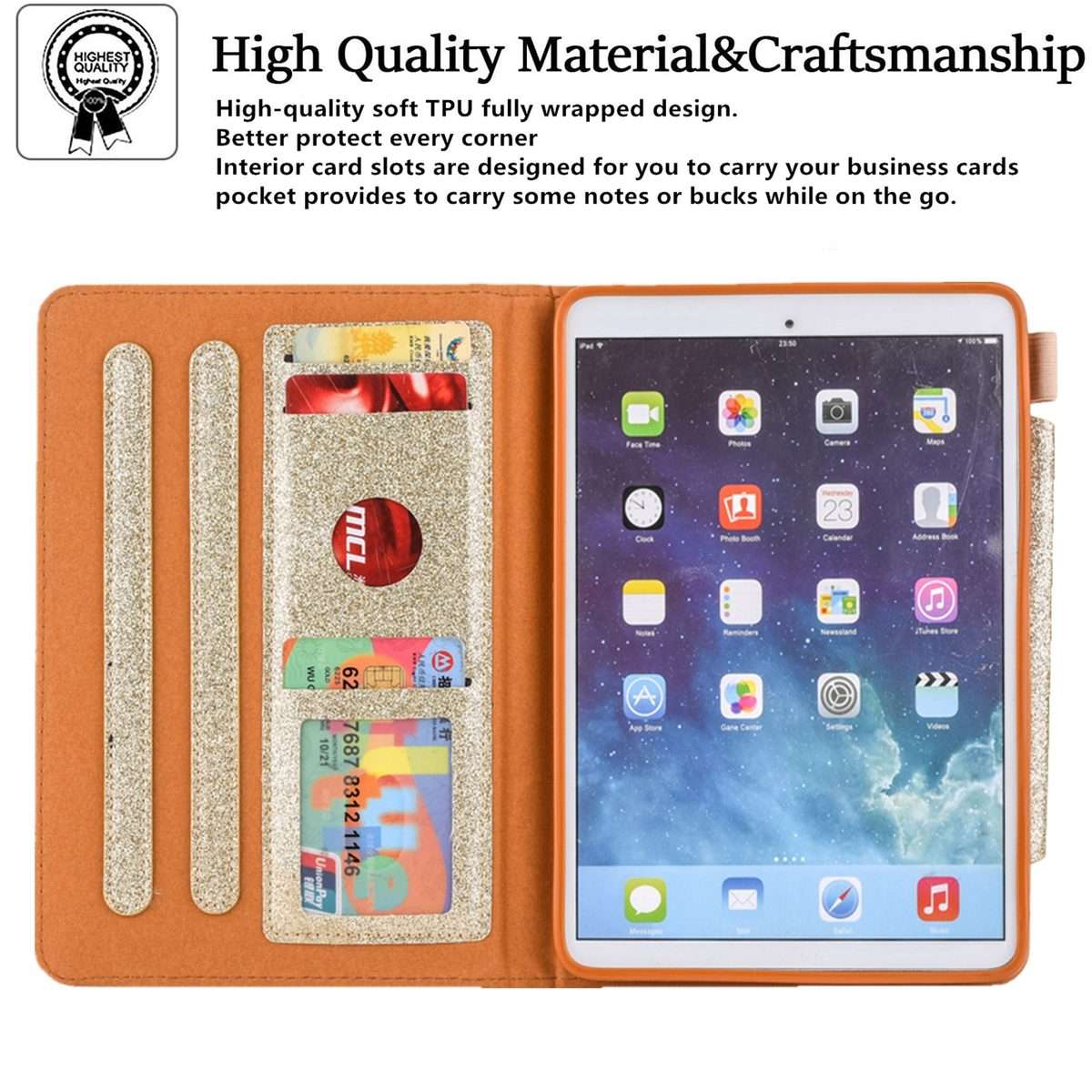 For iPad mini 6 / mini 2024 Hardware Buckle Smart Leather Tablet Case(Glitter Gold)
