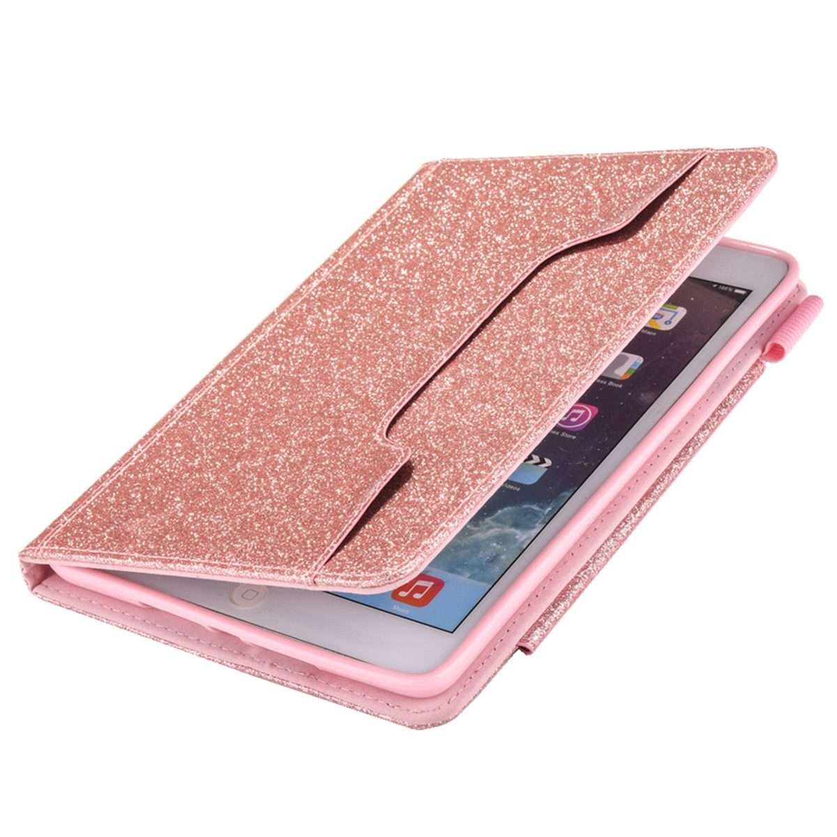 For iPad mini 6 / mini 2024 Hardware Buckle Smart Leather Tablet Case(Glitter Rose Gold)
