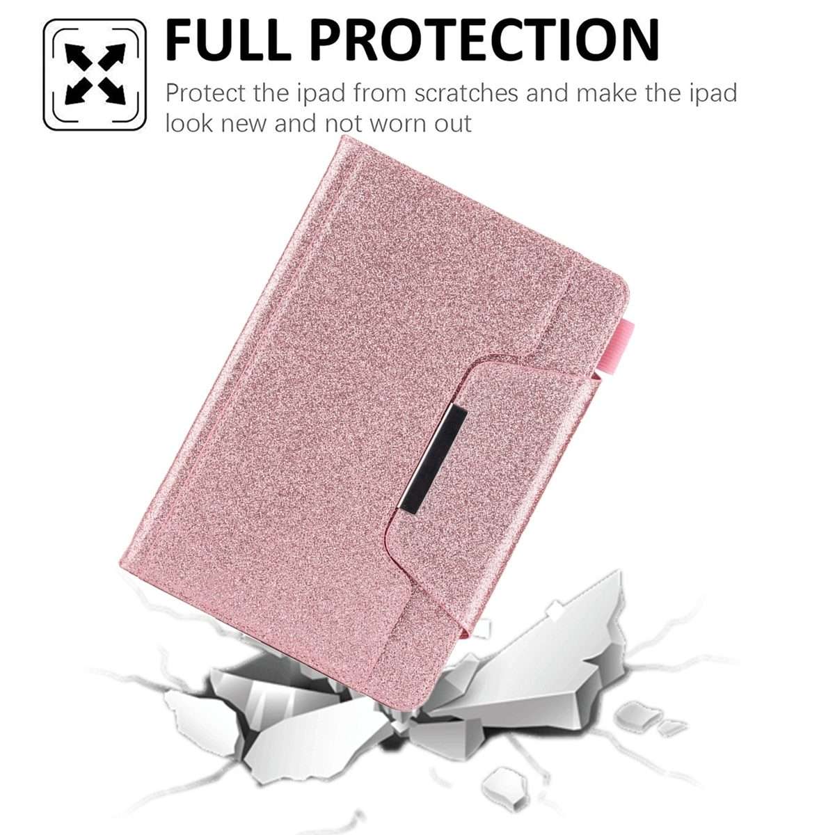 For iPad mini 6 / mini 2024 Hardware Buckle Smart Leather Tablet Case(Glitter Rose Gold)
