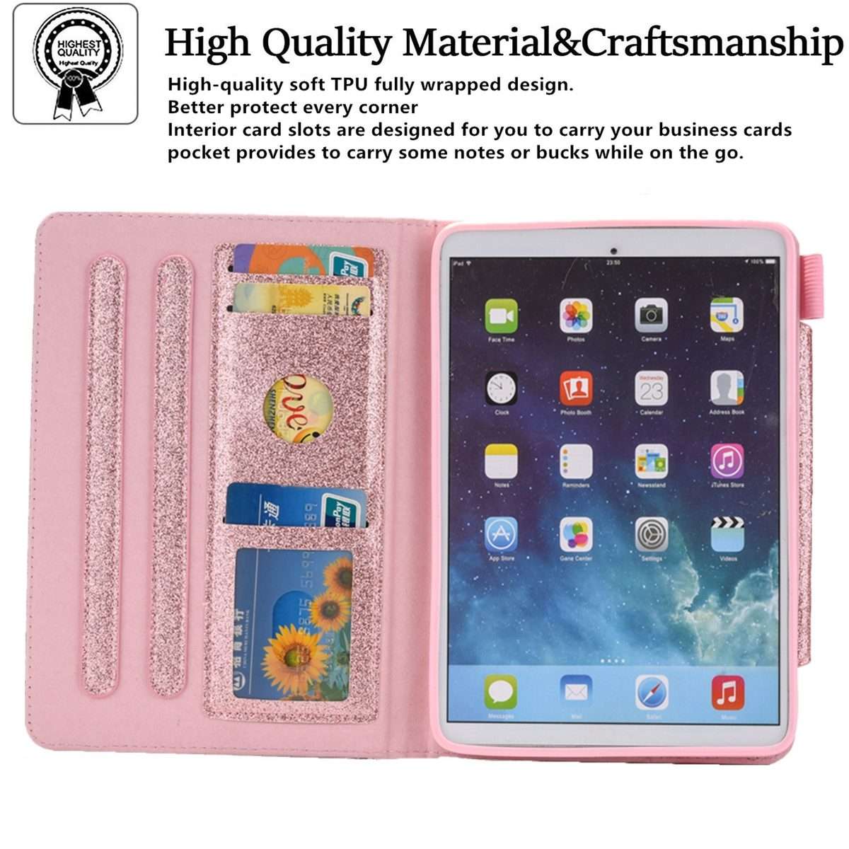 For iPad mini 6 / mini 2024 Hardware Buckle Smart Leather Tablet Case(Glitter Rose Gold)