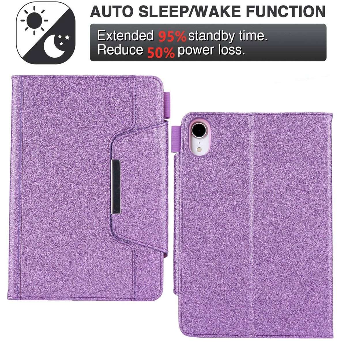 For iPad mini 6 / mini 2024 Hardware Buckle Smart Leather Tablet Case(Glitter Purple)