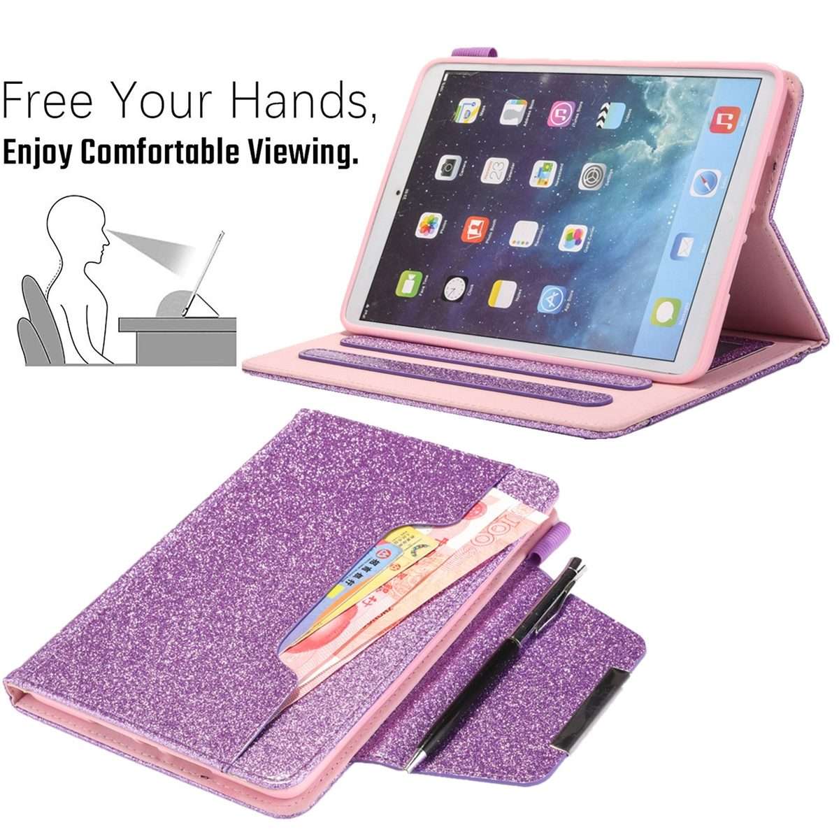 For iPad mini 6 / mini 2024 Hardware Buckle Smart Leather Tablet Case(Glitter Purple)
