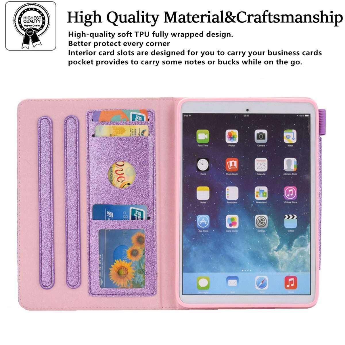For iPad mini 6 / mini 2024 Hardware Buckle Smart Leather Tablet Case(Glitter Purple)