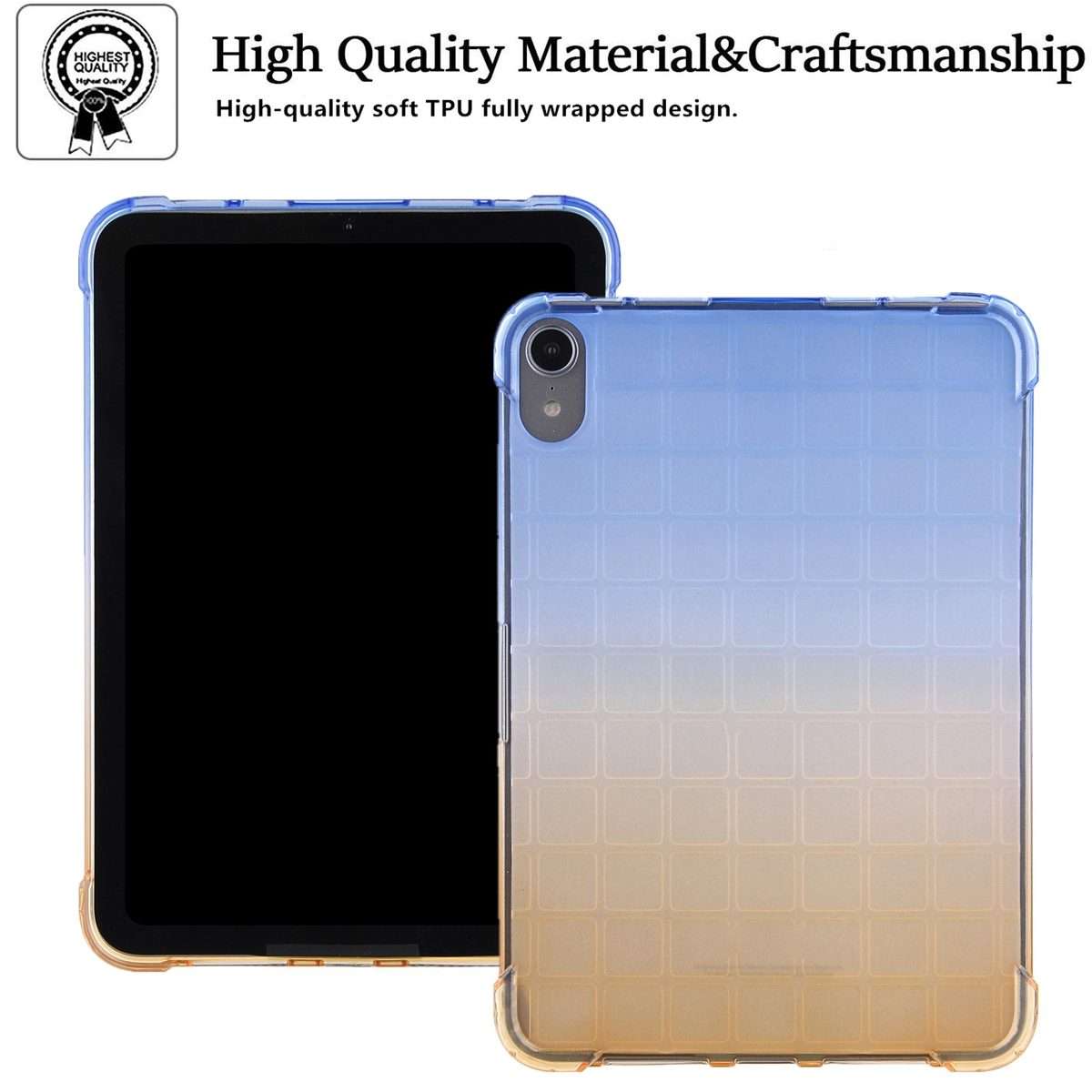 For iPad mini 6 / mini 2024 Square Gradient TPU Tablet Case(Blue Gradient Yellow)