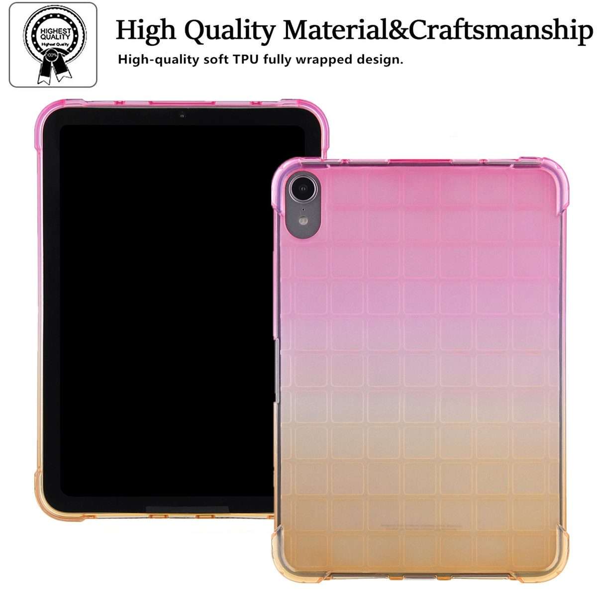 For iPad mini 6 / mini 2024 Square Gradient TPU Tablet Case(Pink Gradient Yellow)